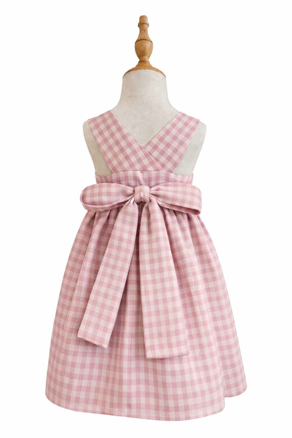 open lace back dress Linen Vichy Pleated Dress — Sky Poppy – La Garçonne main image 1