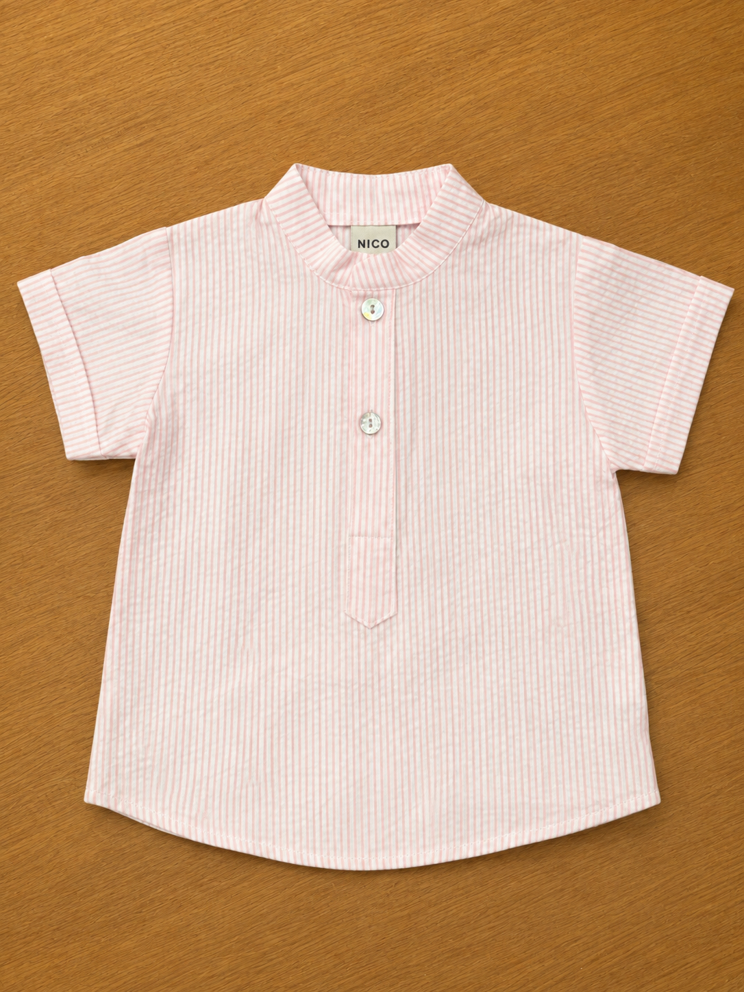 Boys Short Sleeve Shirt - Pink Stripes