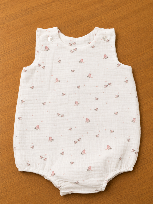 Romper Palacio in Pink Chicks - Muslin Cotton