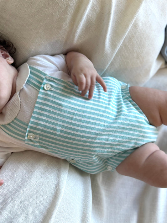 Romper Cibeles in Classic Green Stripes