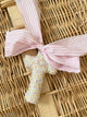 Handmade Floral Fabric Cross with Pink Striped Ribbon