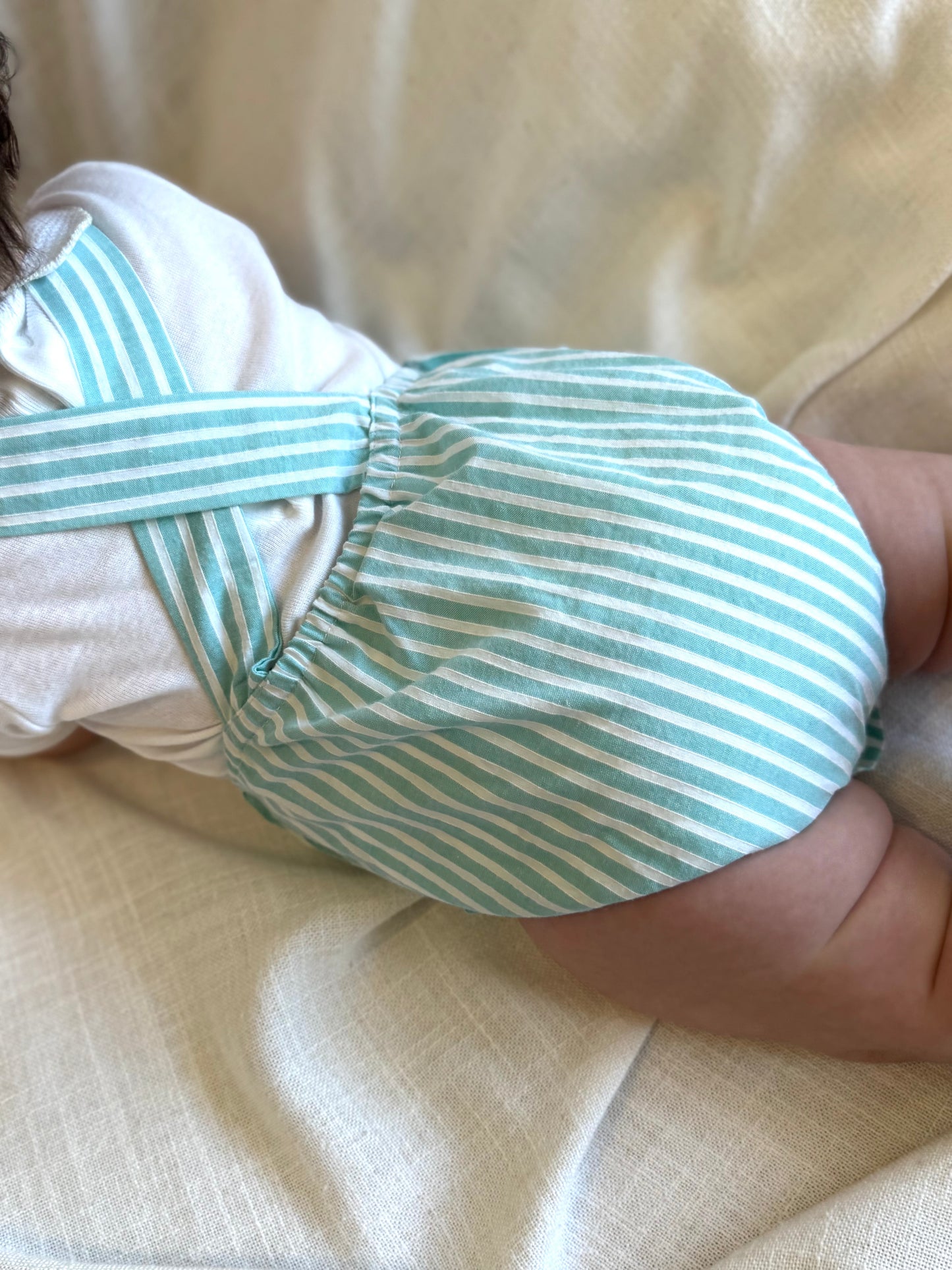 Romper Cibeles in Classic Green Stripes