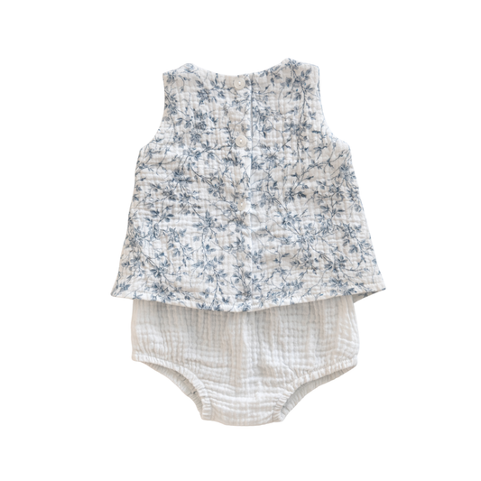 Set Salesas in Blue Azucena and White Muslin